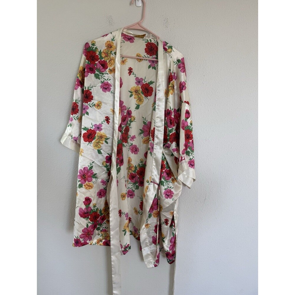 Victoria’s Secret Vintage Gold Label Tropical Floral Kimono Robe One Size Satin - Picture 4 of 10
